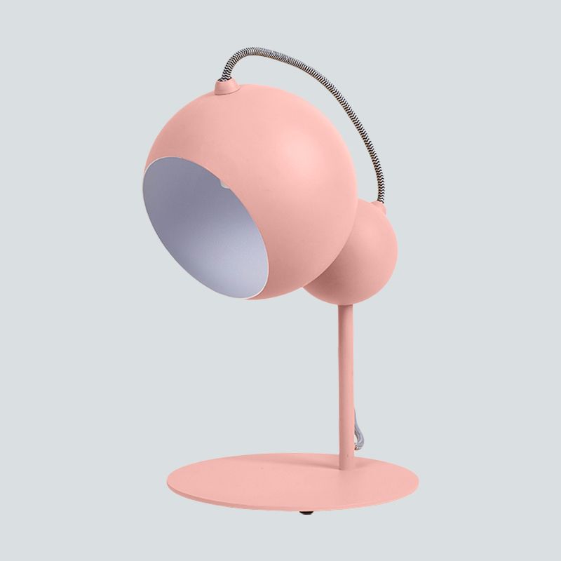 Pink/Yellow/Green Globe Table Lamp Modernist 1 Light Metallic Reading Light with Adjustable Shade for Bedroom