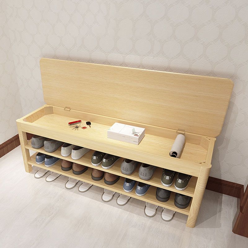 Modern Entryway Bench Wooden Seating Bench with Shoe Storage , 14" Width