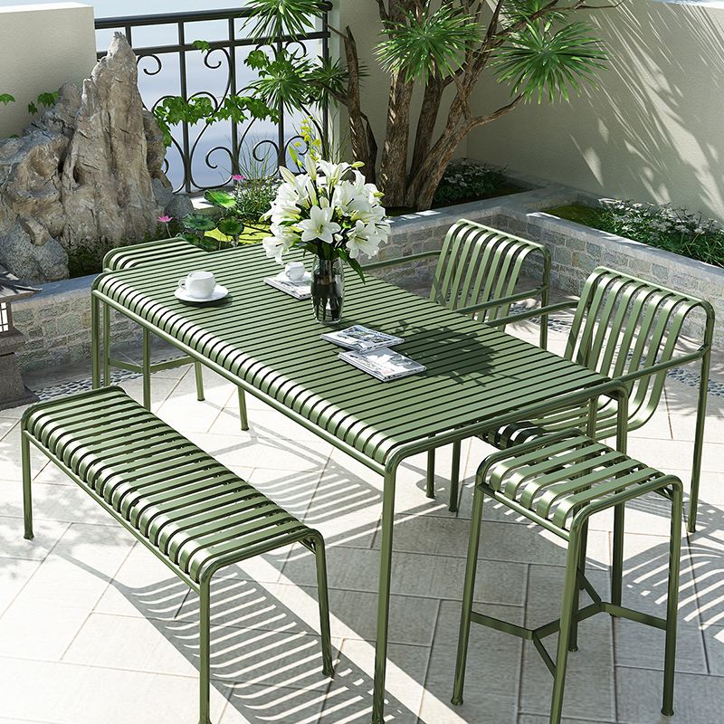 Outdoor Green Iron Patio Table Outdoor Contemporary Rectangle/Square Patio Table