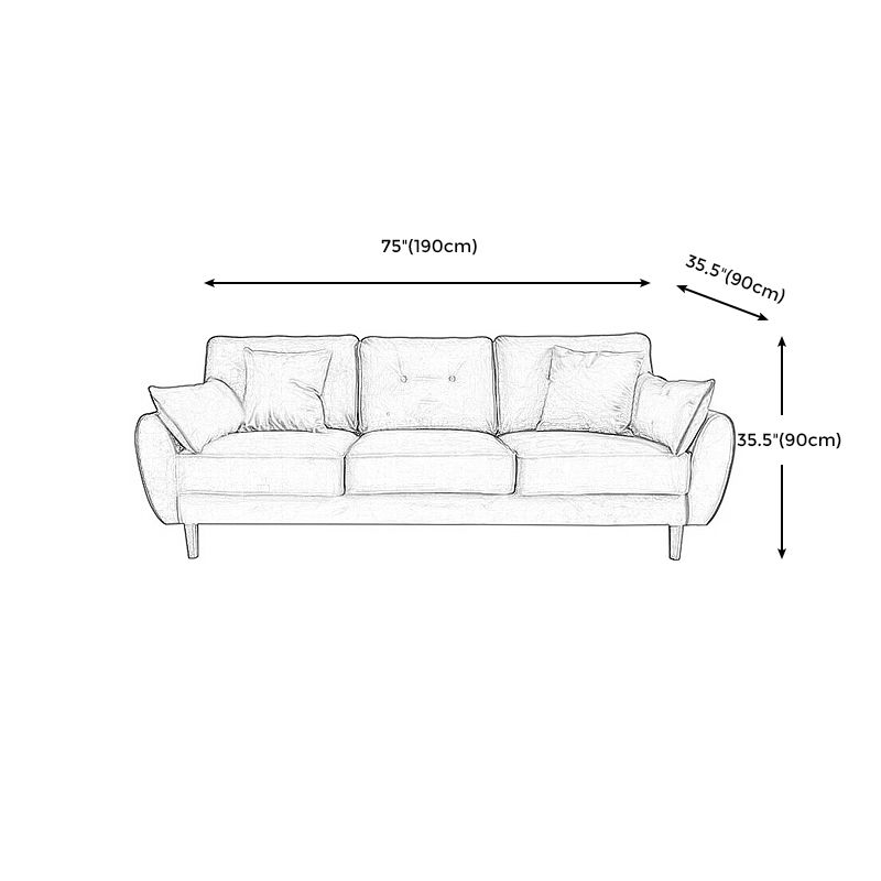 Living Room 2-seater Pillow Top Arm Settee Velvet Couch with Oak Legs