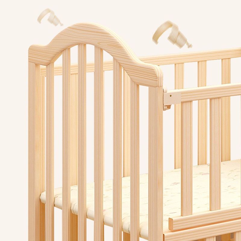 Scandinavian Baby Crib Wood Toddler Guard Rails Included Nursery Bed