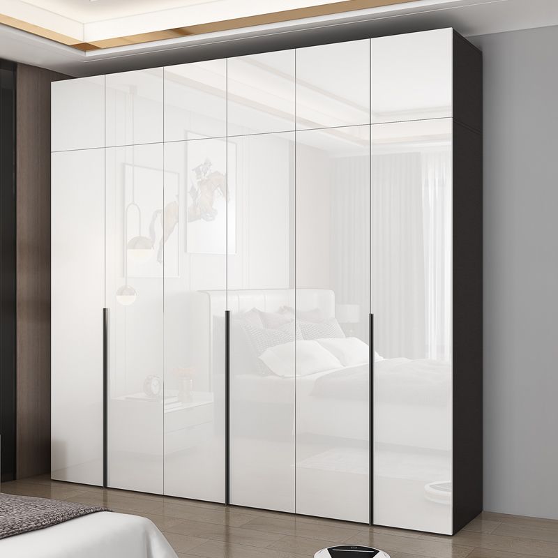 Engineered Wood Modern Wardrobe Armoire White Mirrored Finish Armoire