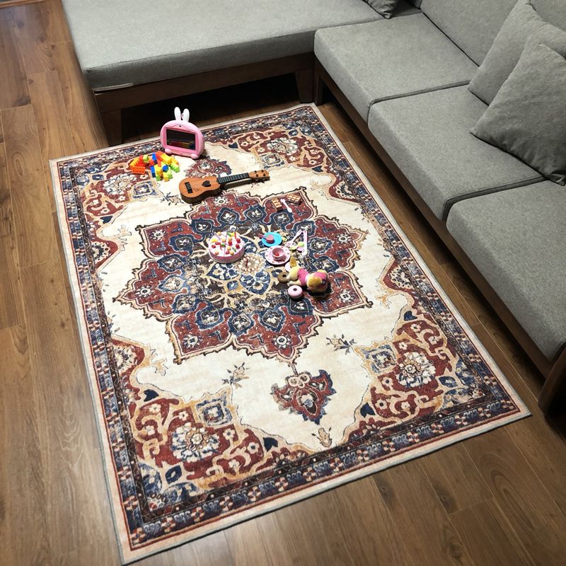 Retro Multicolor Rug Moroccan Synthetics Floral Estampada alfombra estampada Anti-Slip lavable para mascotas para sala familiar