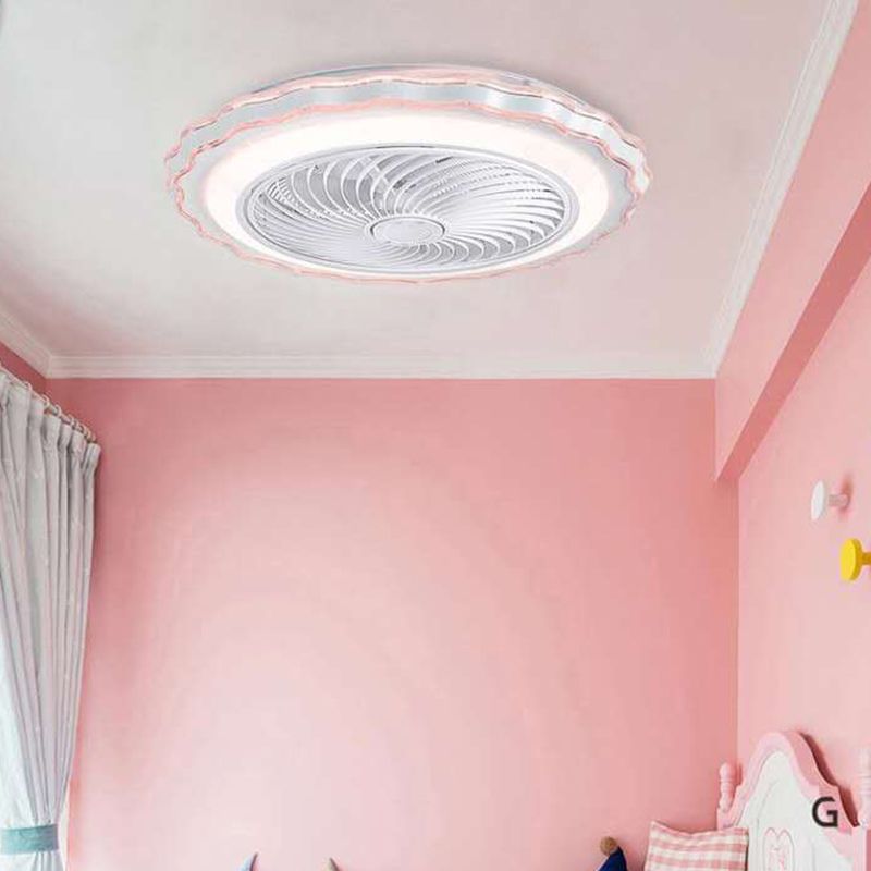 Éclairage de ventilateur de plafond floral Style de style en métal LED MONT SEMI FUX LEMP