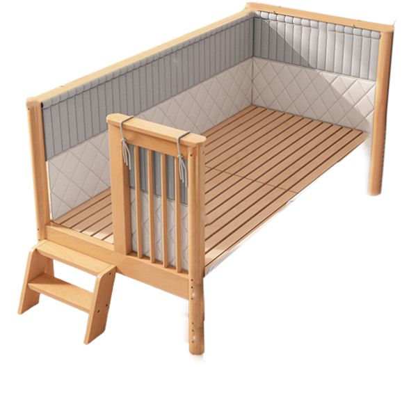 Farmhouse / Country Nursery Bed with Guardrail Washed Natural Wood Beech