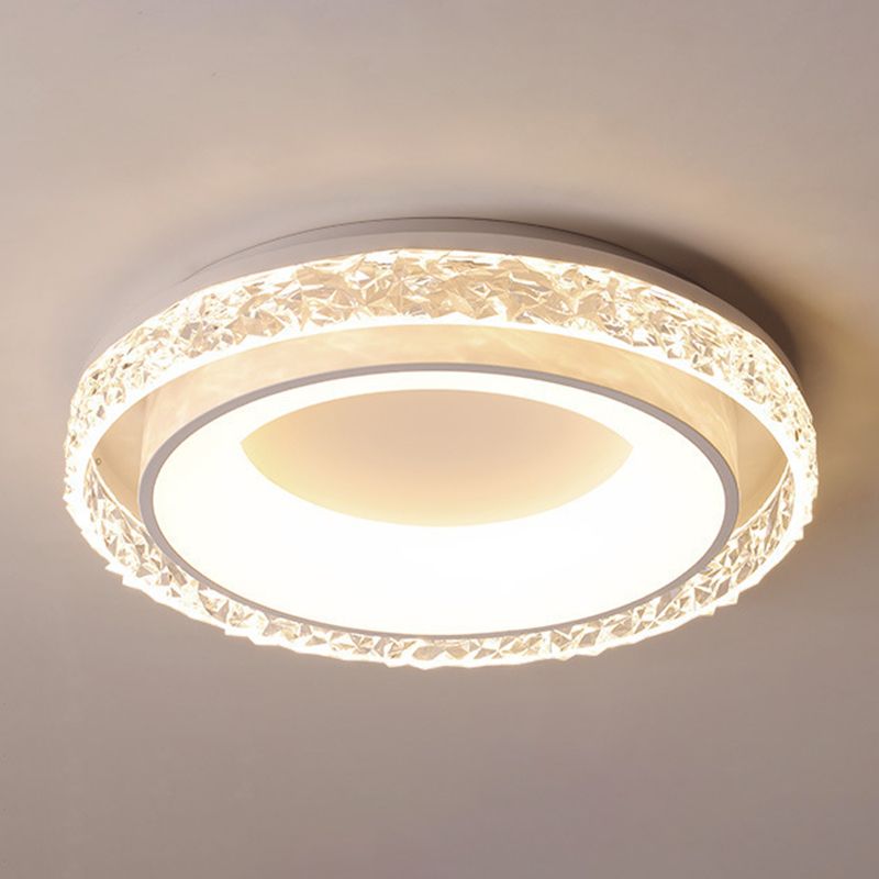 Metal and Acrylic Flush Round LED Contemporary Ceiling Flush Mount in White & Clear