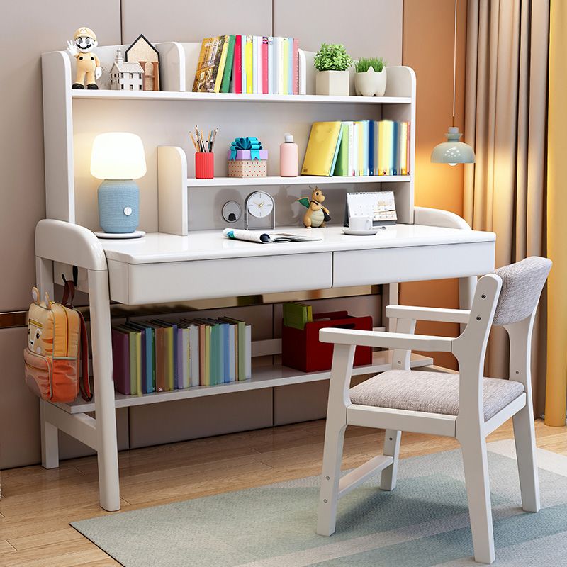 Adjustable Kids Desk with with Storage Shelves Wood 23.6"W Child Desk