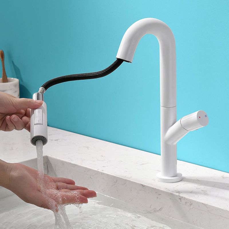 High-Arc Modern Style Bathroom Faucet Single Handle Pull-out Faucet