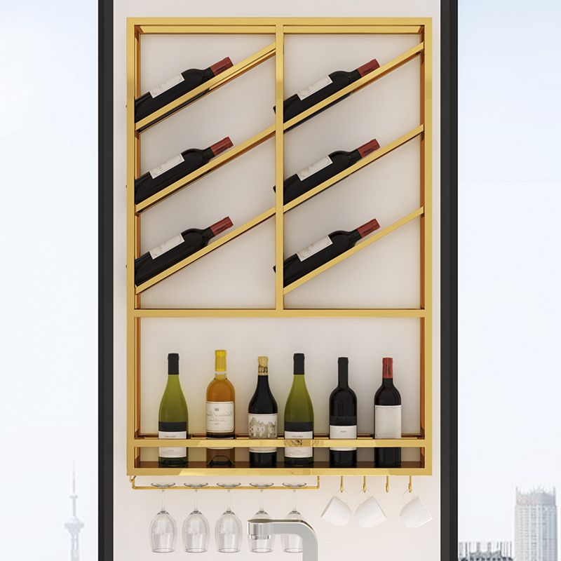 Luxury Style Stainless Steel Wall Mounted Wine Holder Rack in Gold