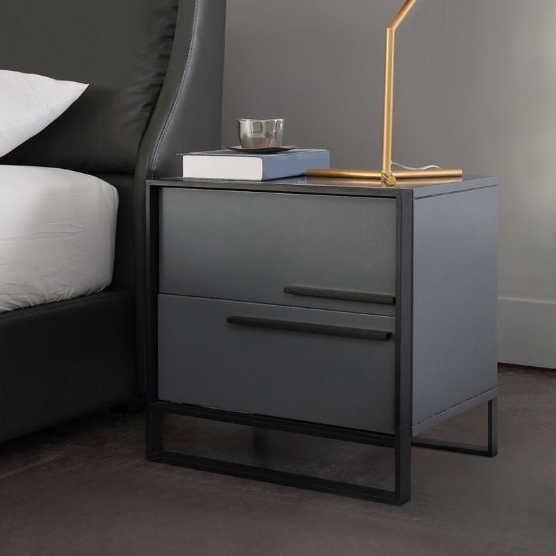 Modern Style Metal Frame Solid Wood Top White/black/gray Nightstand