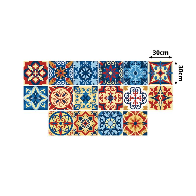 Orange-Blue Boho Wallpaper Panels 15.5-sq ft Flowers Wall Decor for Kitchen, Pick Up Sticks