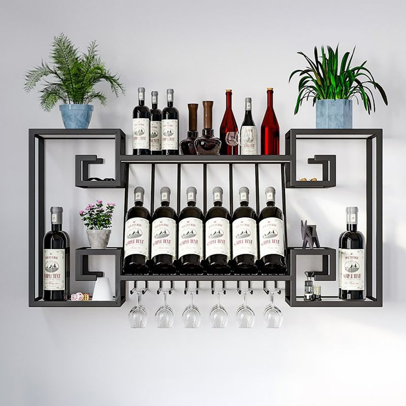 Wall Mounted Wine Rack Metal Wine Bottle & Glass Rack for Dining Room