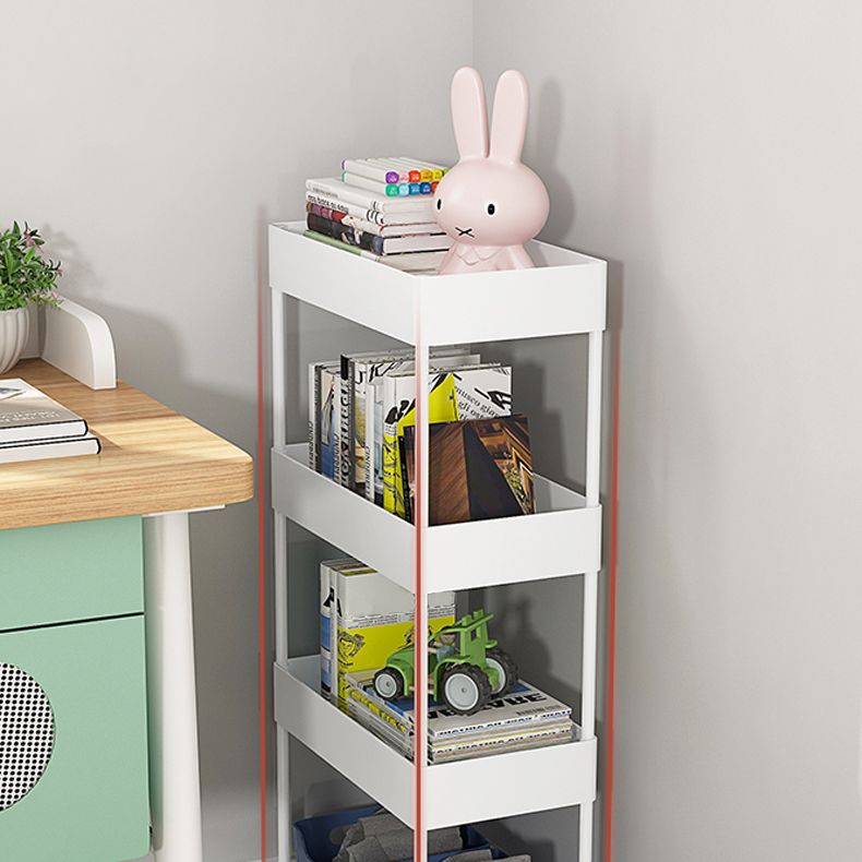 Contemporary Bookshelf Plastic Open Back Bookcase for Office with Caster Wheels