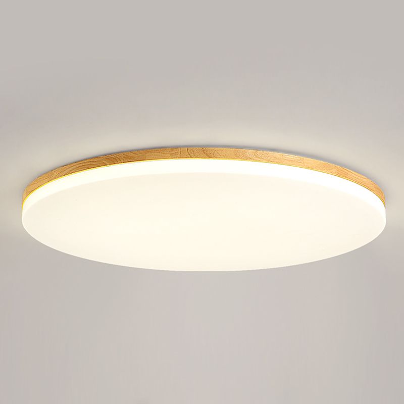 Geometry Shape LED Ceiling Lamp Modern Simple Style Wood 1 Light Flush Mount for Bedroom Study