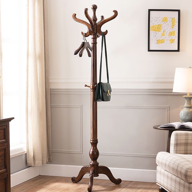 Solid Wood Entry Coat Rack Traditional Style Simple Living Room Floor Coat Rack