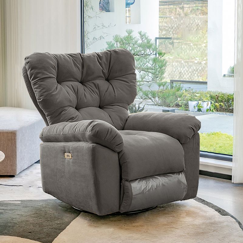 Contemporary Swivel Rocker Standard Recliner in Microsuede Recliner Chair