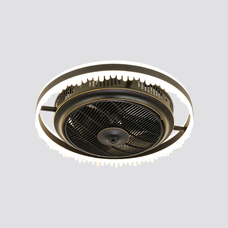 3-Blade Modern Circle Hanging Fan Light Acrylic 23.5" Wide LED Bedroom Semi Mount Lighting