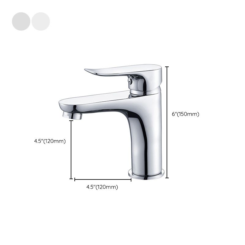 Basic Metal Sink Faucet Silver Bathroom Faucet with Lever Handle