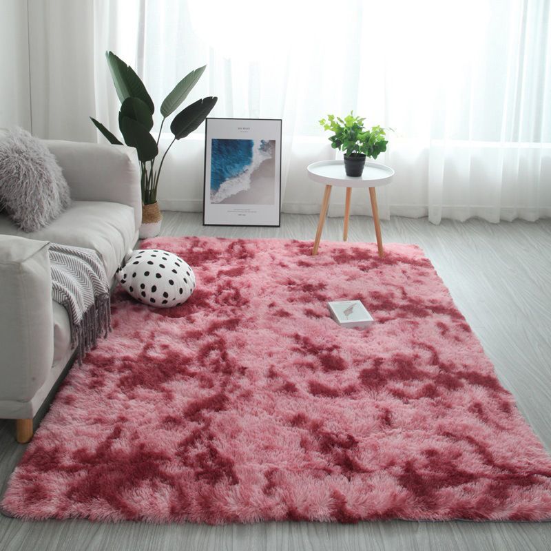 Multi-Colored Simplicity Rug Faux Fur Tie Dye Patterned Carpet Anti-Slip Backing Machine Washable Rug for Room