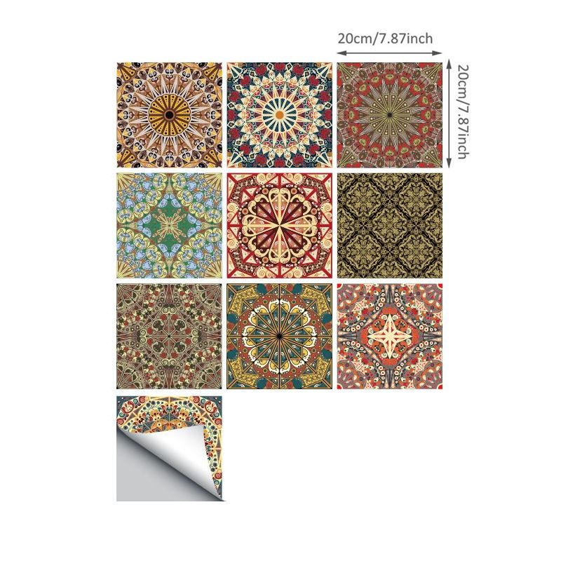 Peel and Paste Mandala Wallpapers 8' L x 8" W Bohemian Style Wall Covering for Home