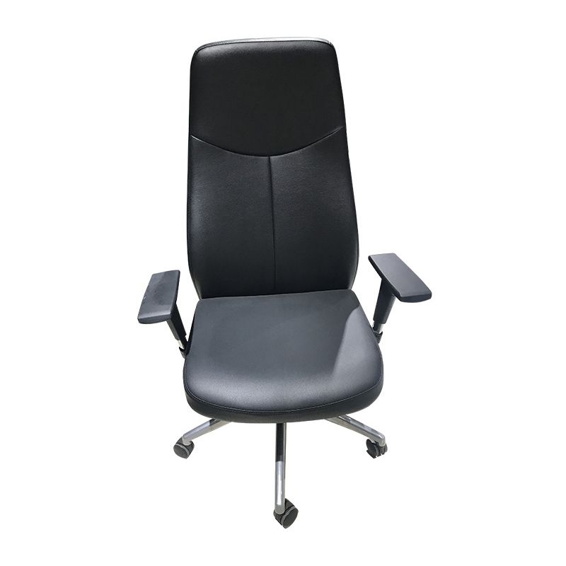 Contemporary Office Chair Wheels Leather High Back Black Executive Chair