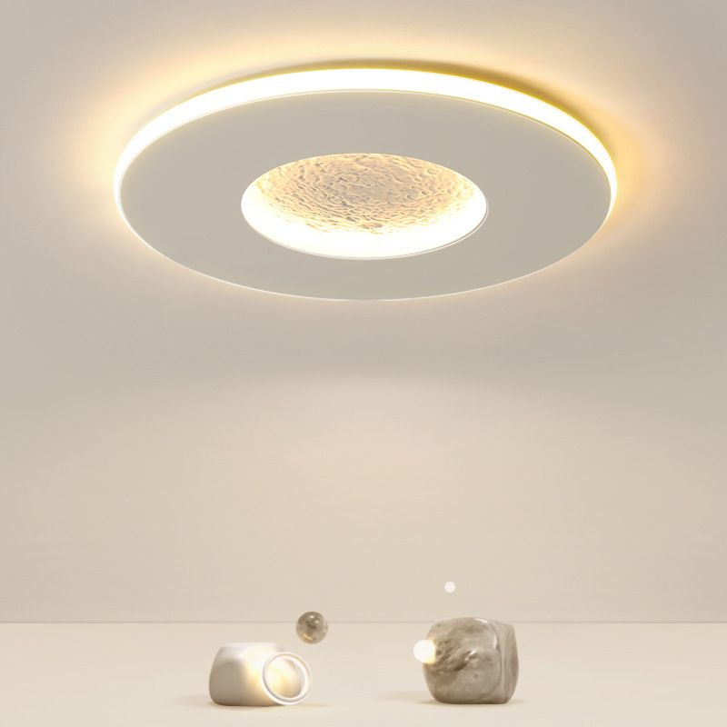 Moon Shape Flush Mount in White Kids Style LED Ceiling Flush