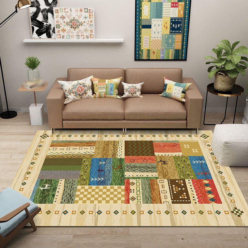 Boho-Chic Color Mixed Carpet Home Decoration Area Rug Polyester with Non-Slip Backing Rug