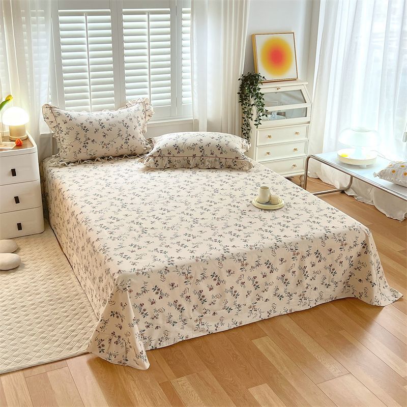 Floral Print Bed Sheet Set Modern Spring Cotton Fitted Sheet