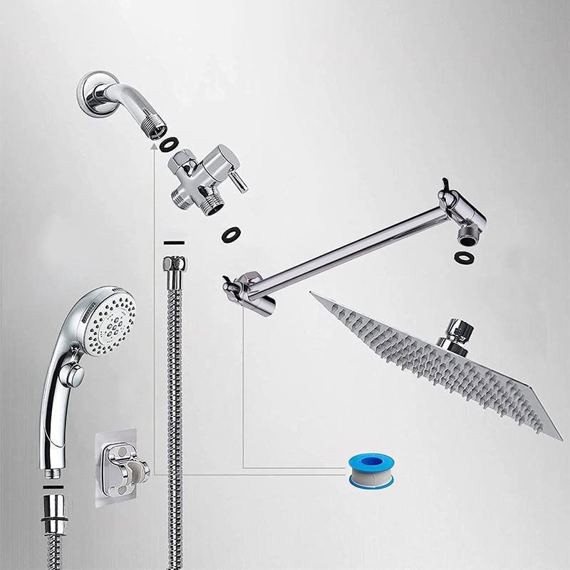 Stainless Steel 8 Inch Shower Set 5 Sprays Hand-Held Shower Head Shower Arm