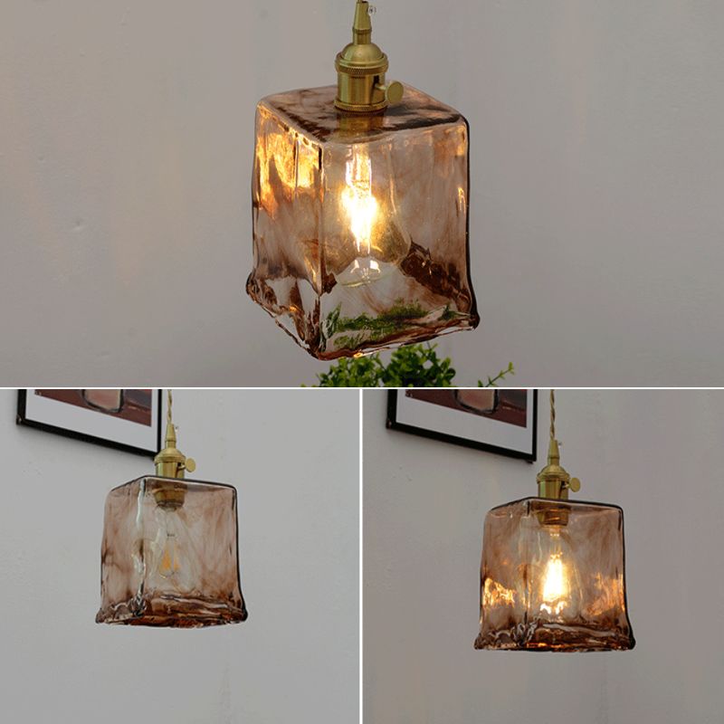 Industrial Suspension Lamp 1-Light Restaurant Pendant Light Fixture with Glass Shade