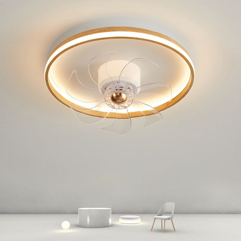 Modern Single Beige/Brown Ceiling Fan Lamp LED Ceiling Fan Light for Living Room