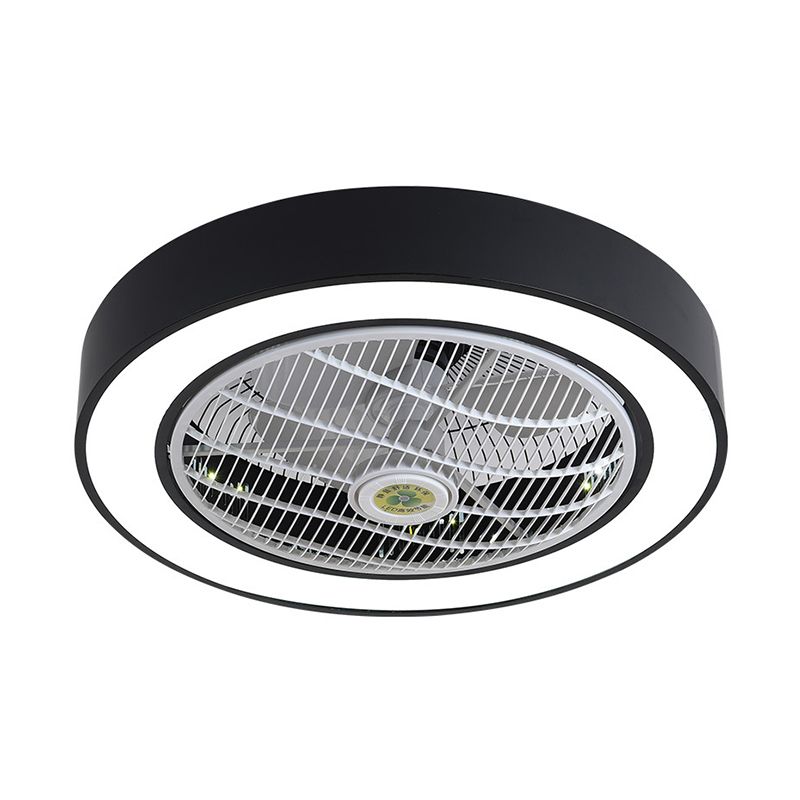 21.5 "W Nordic Round Ceiling Van Lighture Metal Kids Dormitorio LED Semi Flush Light con control remoto