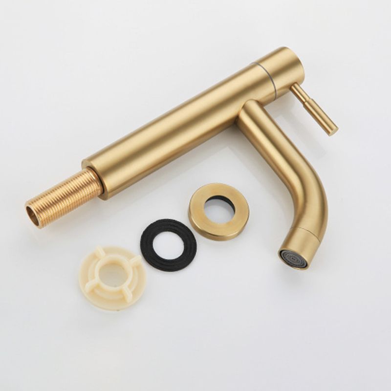 Circular Single Handle Bathroom Faucet Single Hole Vessel Sink Faucet in Brush Gold