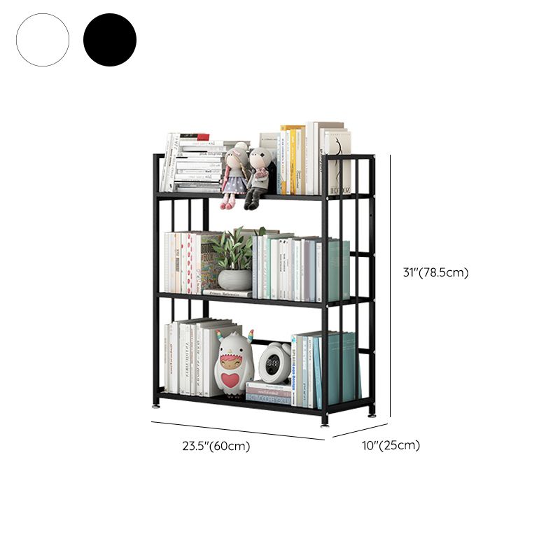 Closed Back Standard Bookshelf Modern Metal Rectangle Shelves Bookcase