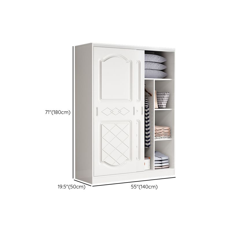 Manufactured Wood Kids Closet Modern Style Shelved Wardrobe Closet in White