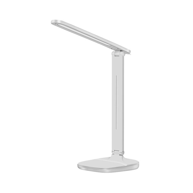 White Oblong Shade Desk Lamp Simple Style Plastic LED Rotatable Lamp for Bedside Reading