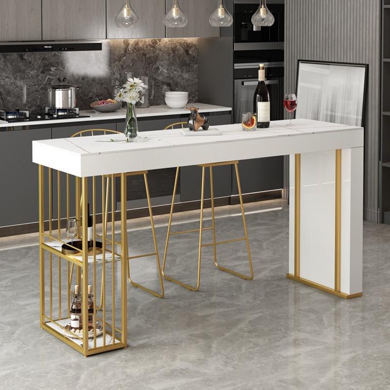 Contemporary Bistro Bar Desk Storage Kitchen Rectangle Stone Bistro Bar Table