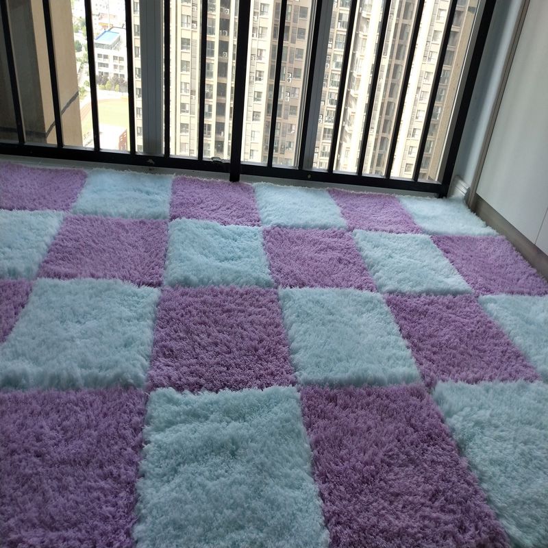 Modern Carpet Tiles Square Color Block Shag Interlocking Carpet Tiles