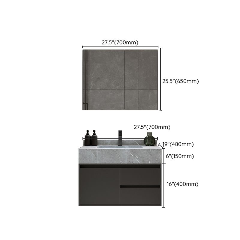 Modern Wall Mount Bathroom Vanity Set Stone Bathroom Vanity with Mirror