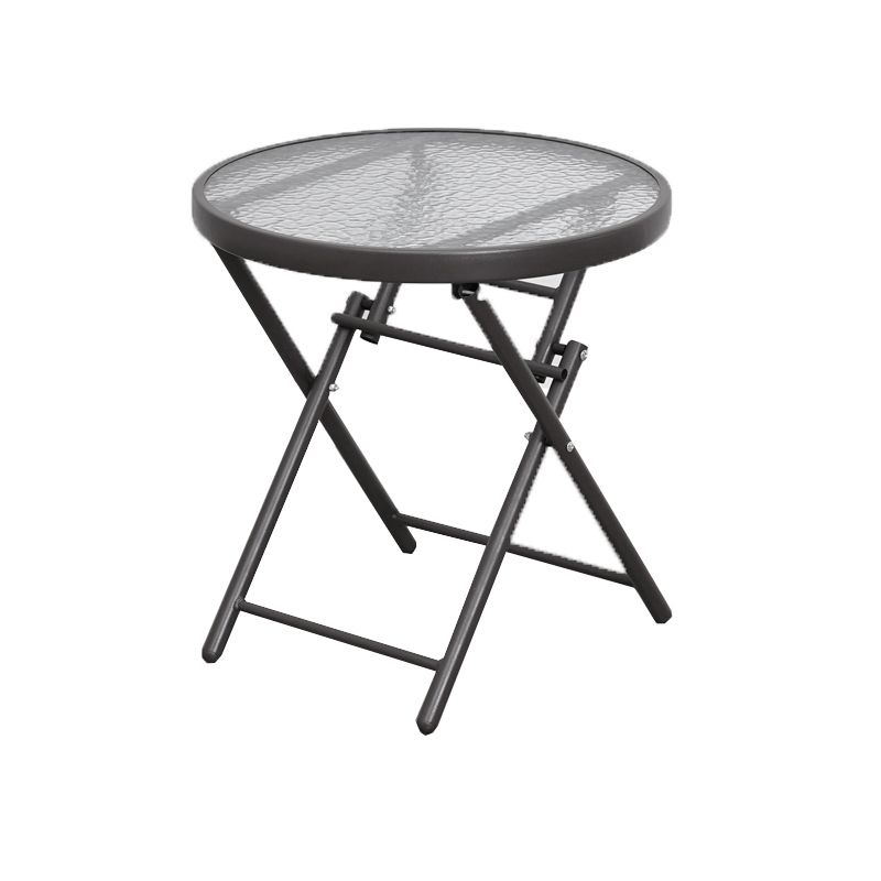 Black/Clear Bistro Table Contemporary Table with Metal Frame