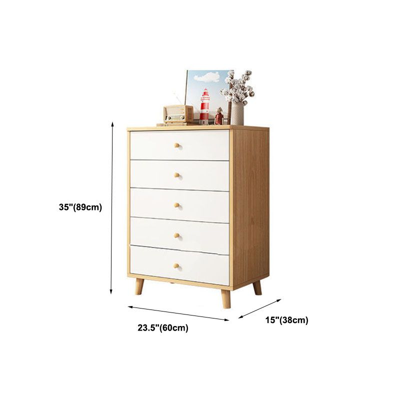 15" D Wooden Dresser Modern Style Storage Chest with Drawers and Doors