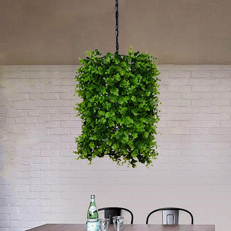 Industrial Plant Hanging Light 1 Bulb Metal Ceiling Suspension Lamp in Green for Restaurant