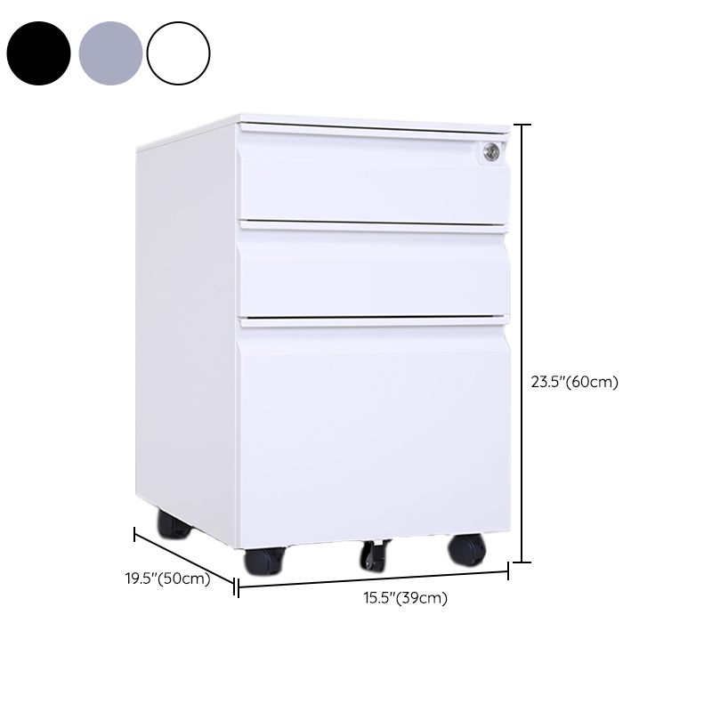 Contemporary File Cabinets Steel Frame File Pedestal with Key Lock for Home Office