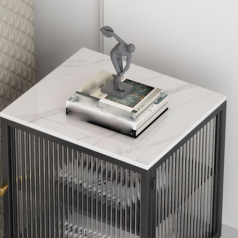 Contemporary Bedside Cabinet Metal Accent Table Nightstand with Door