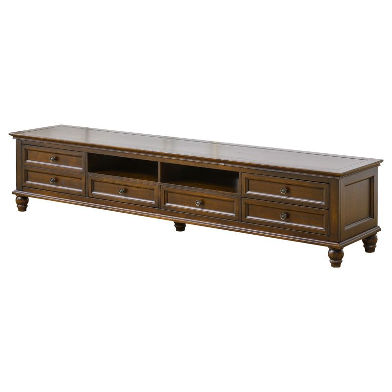 Traditional TV Media Console Solid Wood TV Console with 6 Drawers