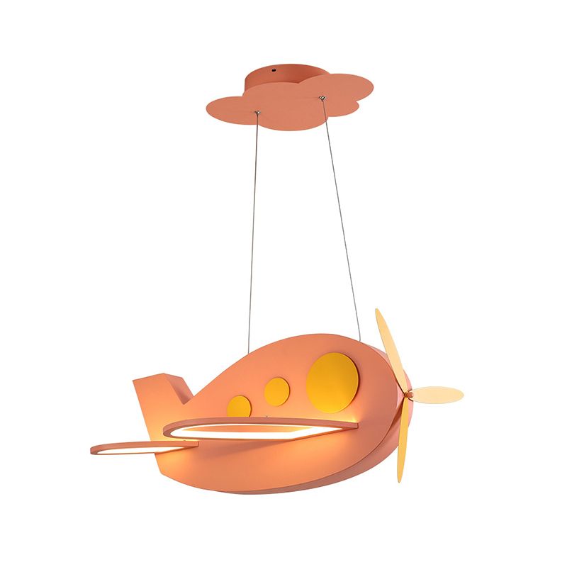 Airplane Shaped Baby Room Chandelier Metallic LED Cartoon Ceiling Suspension Lamp