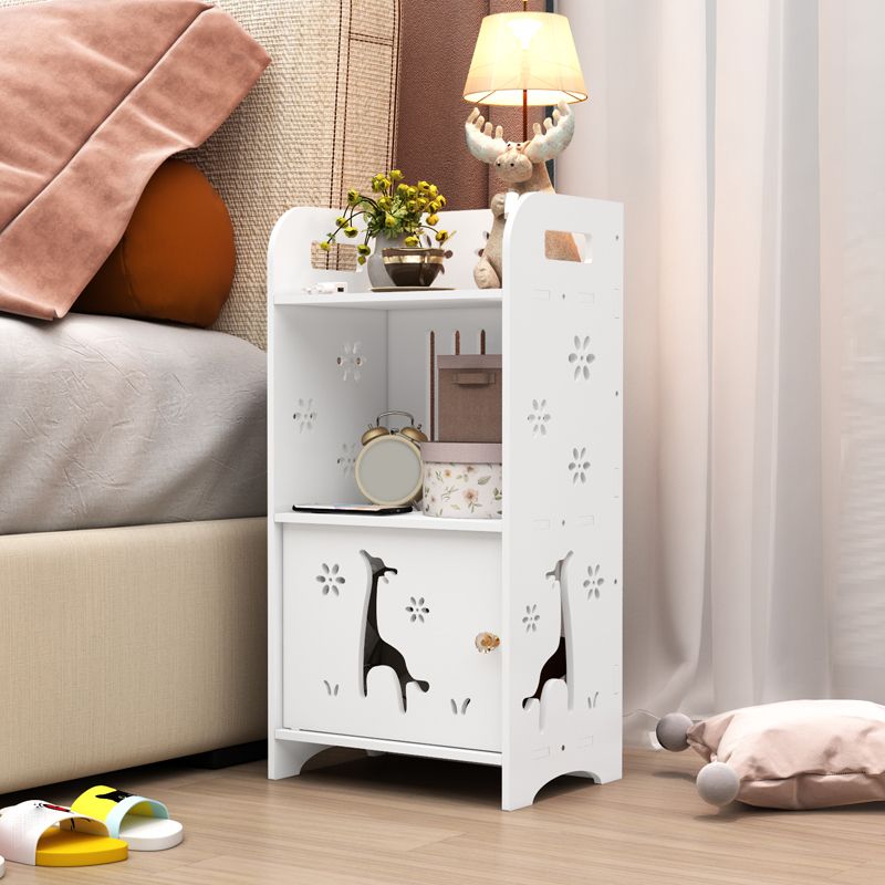 Modern & Contemporary End Table for Nursery Storage White Wooden Flat Top Animals