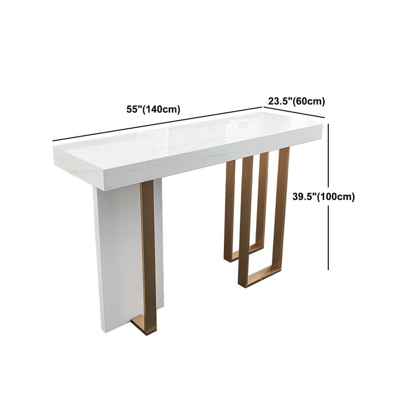 Marble Double pedestal Patio Bar Table Indoor Bistro Bar Height Cocktail Table in White