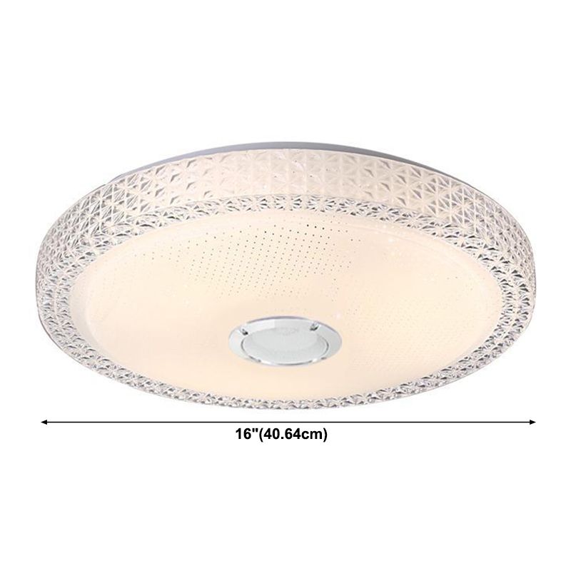 Acrylic Round Ceiling Mount Light Fixture Modern Bluetooth LED White Ceiling Light