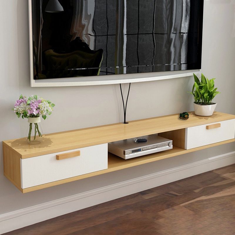 Modern Wood TV Console Open Storage TV Stand for Living Room